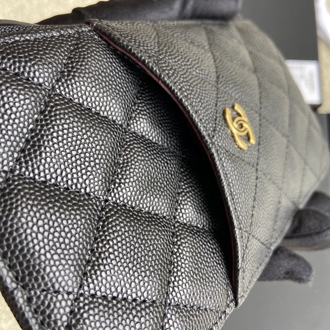 [TOP] CHANEL Wallet Calfskin/Lambskin 19.5×10×3cm - Black & GHW/SHW