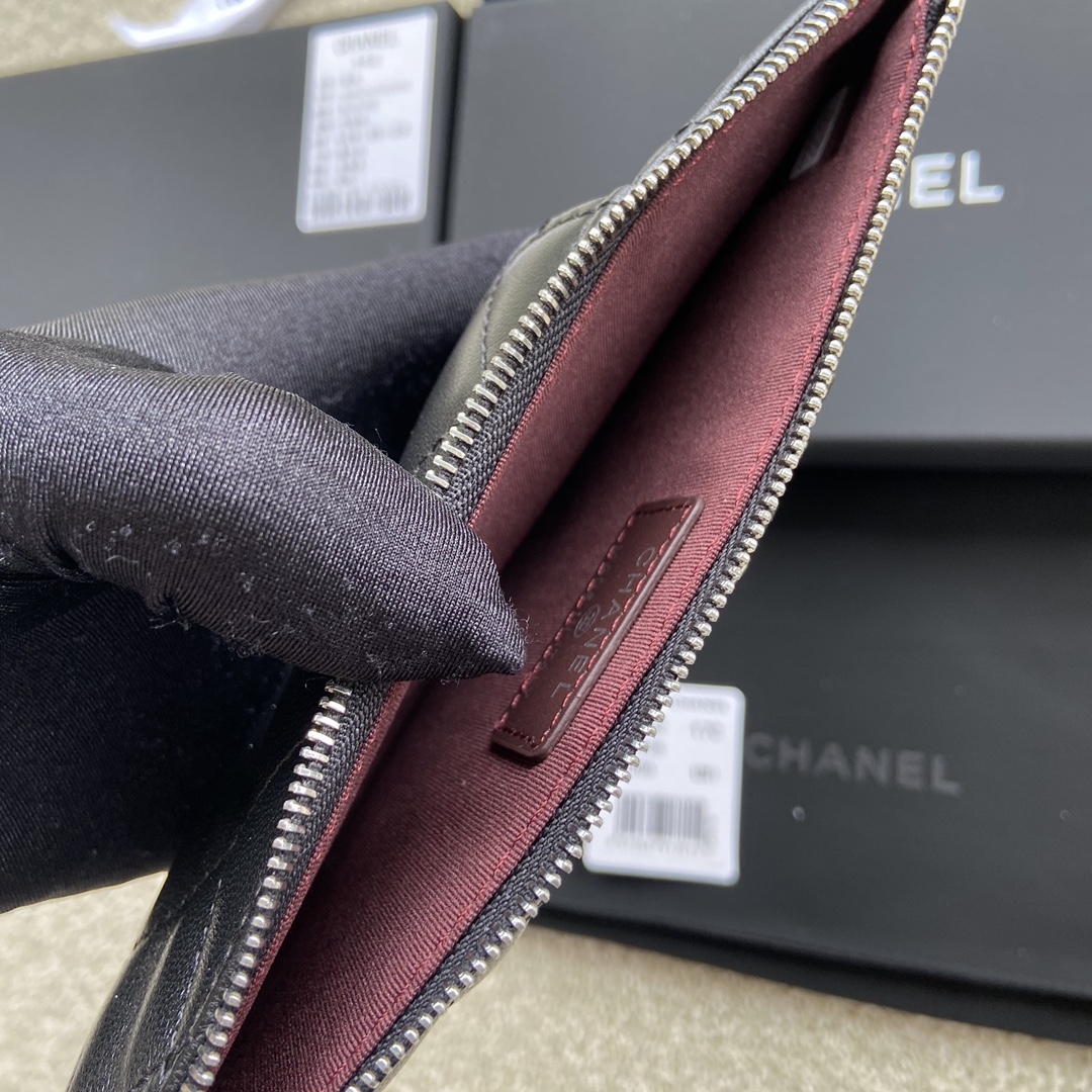 [TOP] CHANEL Wallet Calfskin/Lambskin 19.5×10×3cm - Black & GHW/SHW