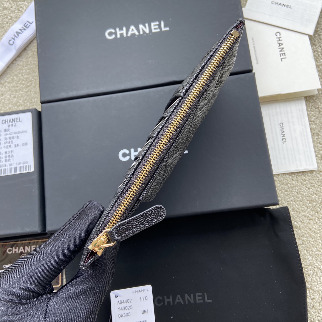 [TOP] CHANEL Wallet Calfskin/Lambskin 19.5×10×3cm - Black & GHW/SHW