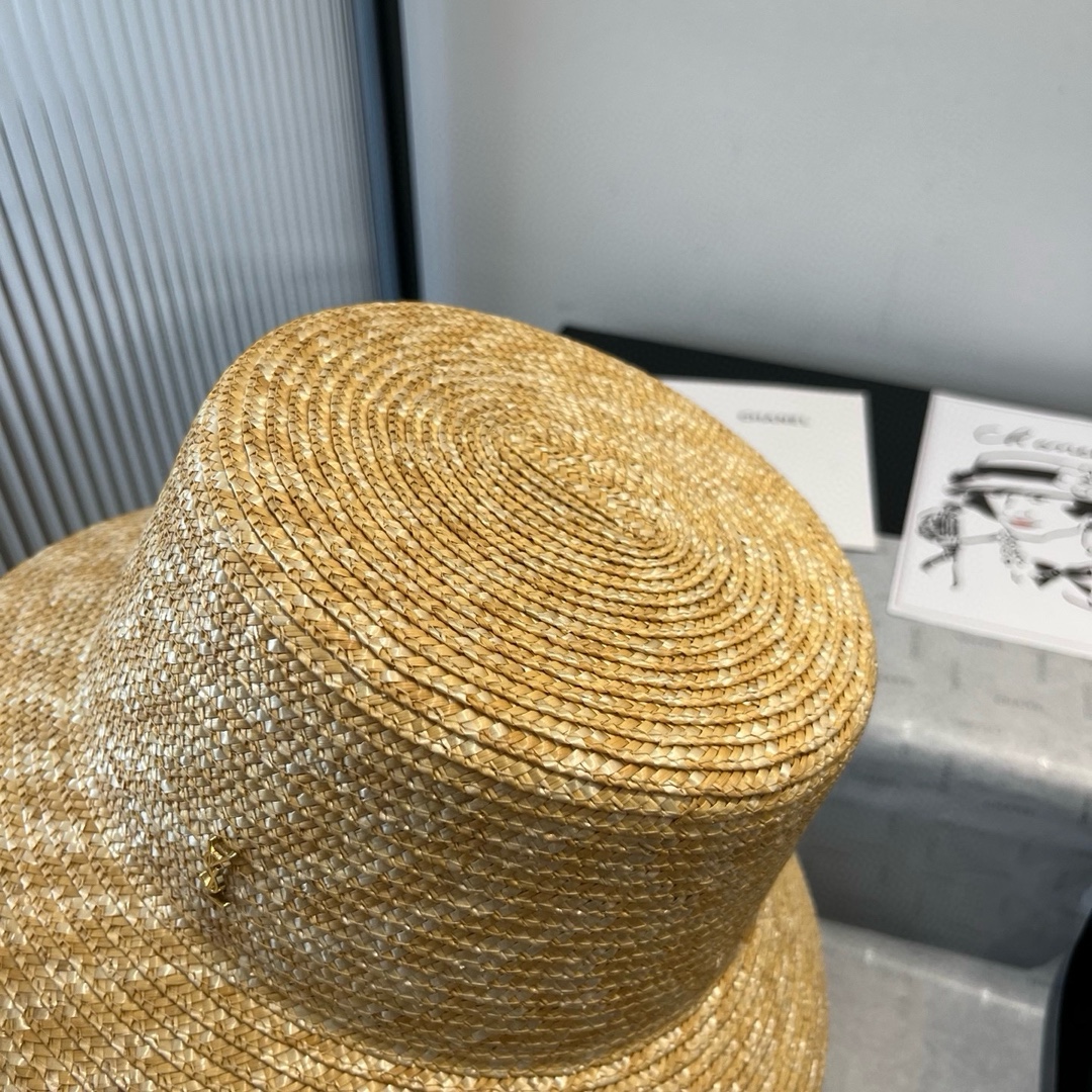 [TOP] Yves Saint Laurent YSL Raffia Basin Hat - Beige