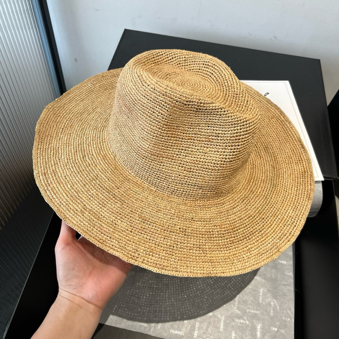 [TOP] Yves Saint Laurent YSL Raffia Basin Hat - Beige