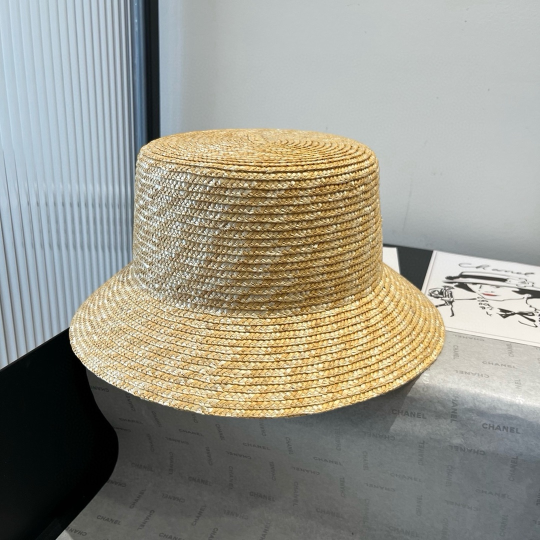 [TOP] Yves Saint Laurent YSL Raffia Basin Hat - Beige