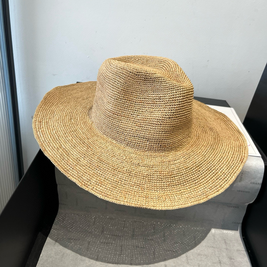 [TOP] Yves Saint Laurent YSL Raffia Basin Hat - Beige