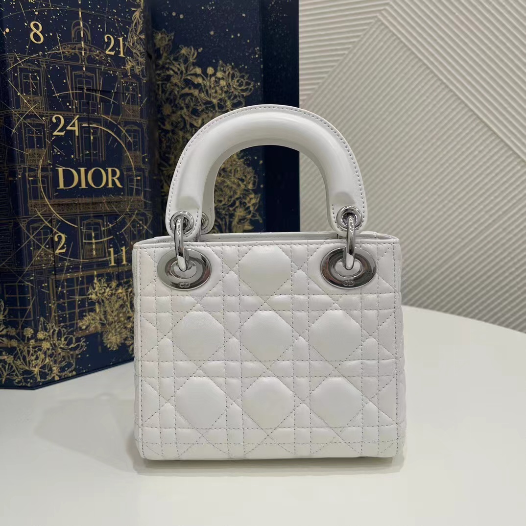 [TOP] Christian Dior Lady Christian Dior Bag Mini - White & SHW