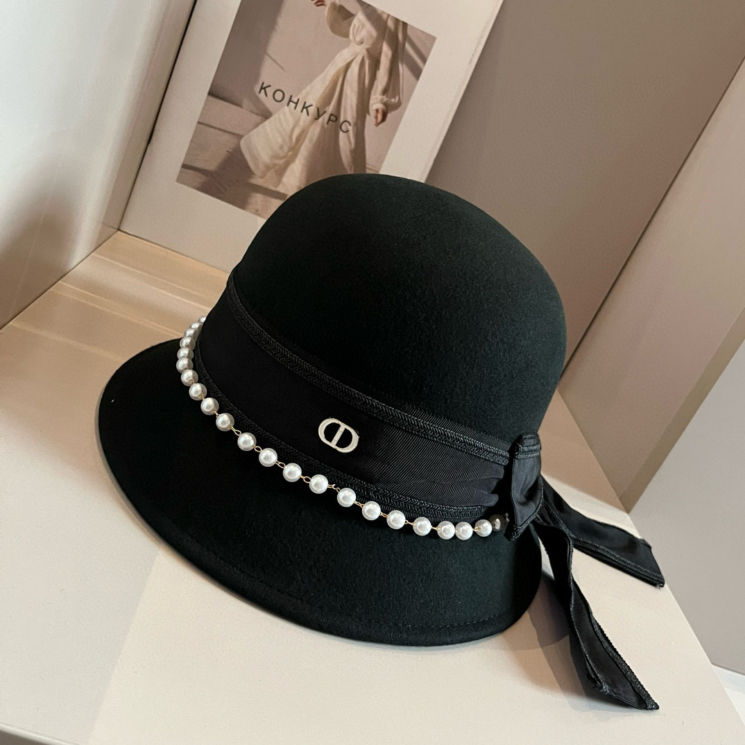[TOP] Christian Dior Wool Hat - Black