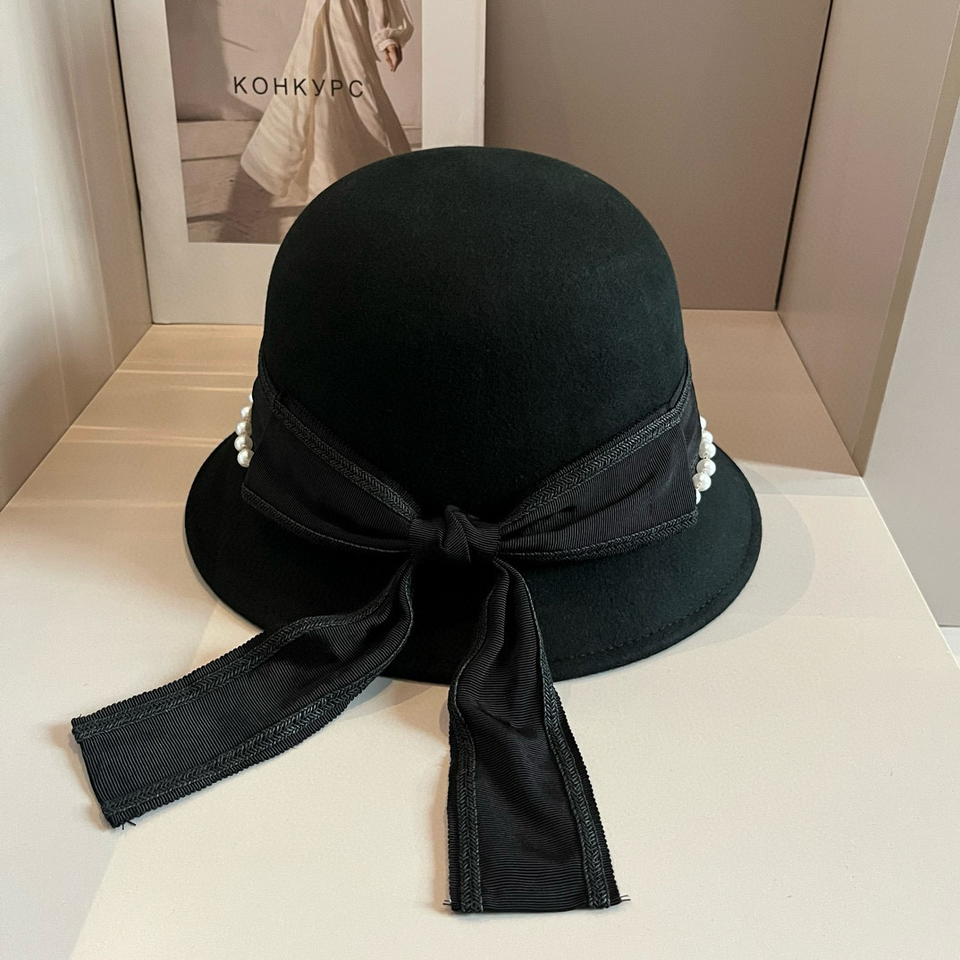 [TOP] Christian Dior Wool Hat - Black