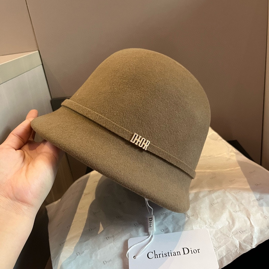 [TOP] Christian Dior Wool Hat - Khaki
