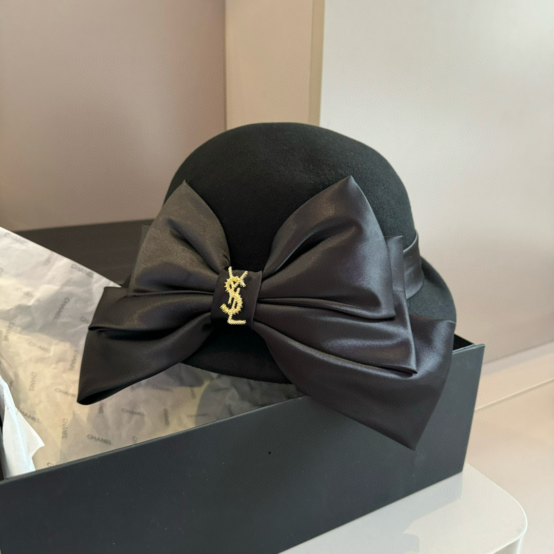 [TOP] Yves Saint Laurent YSL Wool Hat - Black
