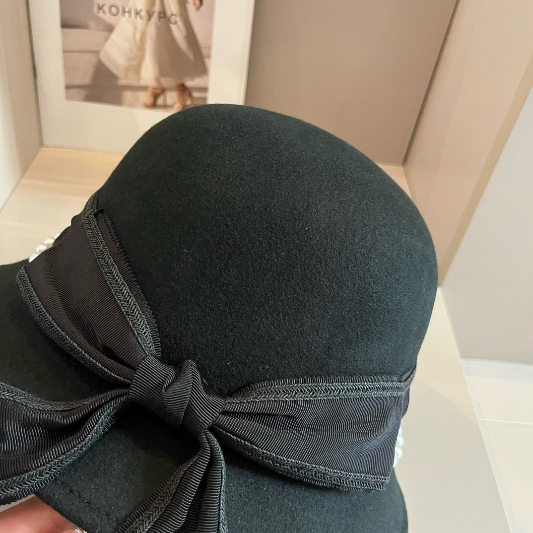 [TOP] Christian Dior Wool Hat - Black