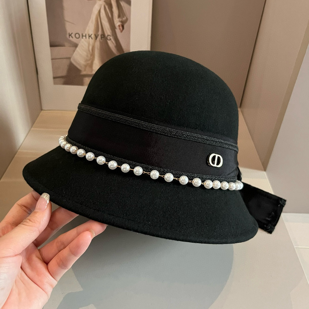 [TOP] Christian Dior Wool Hat - Black