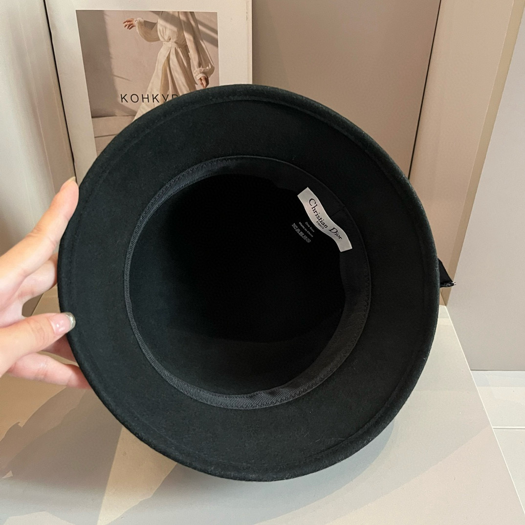 [TOP] Christian Dior Wool Hat - Black