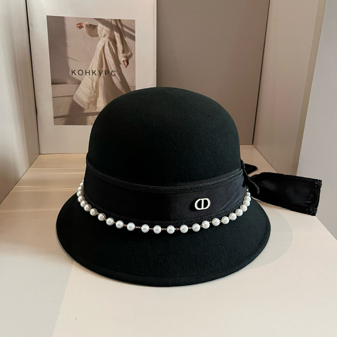 [TOP] Christian Dior Wool Hat - Black