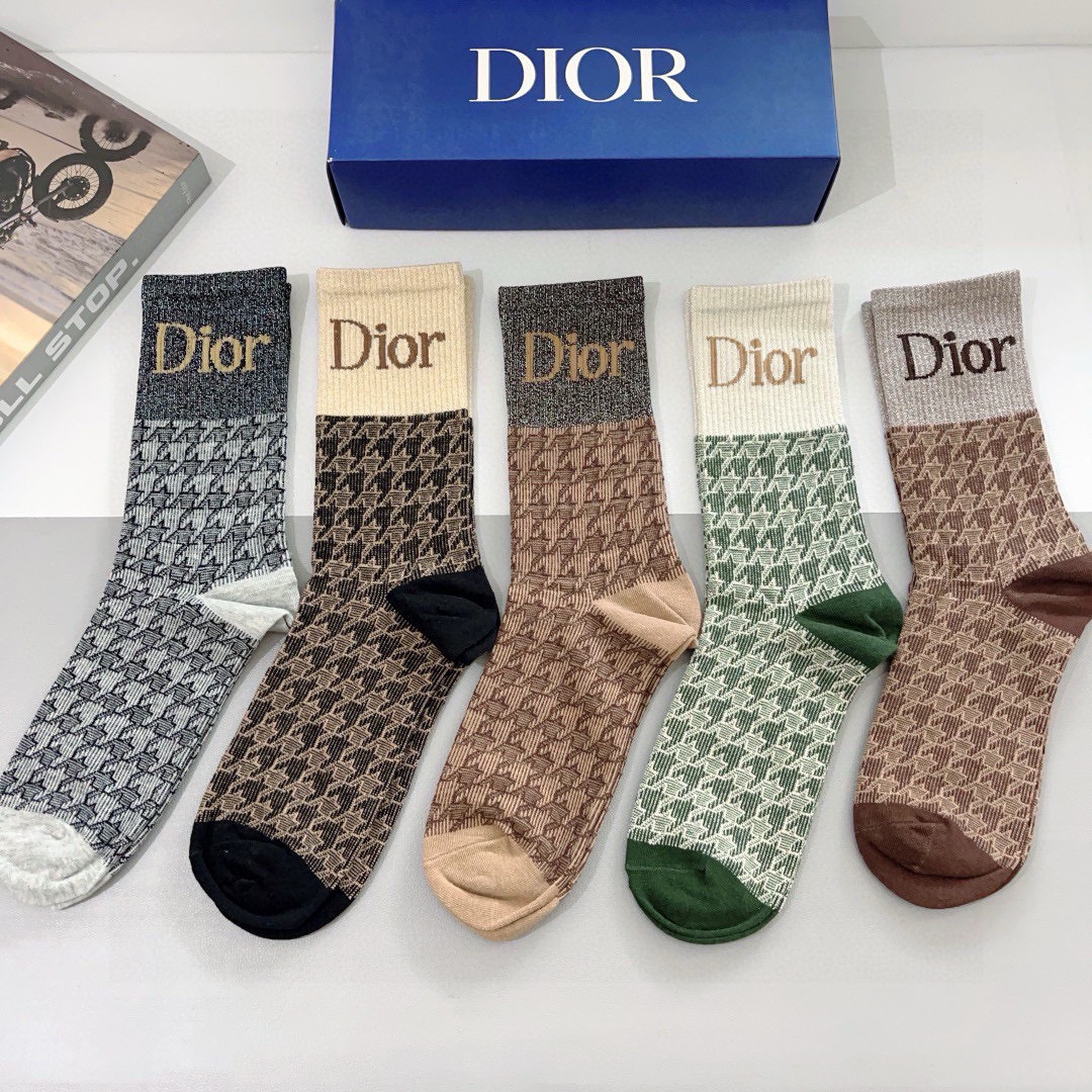 [Top] Christian Dior Socks - 5 Pieces as a Set