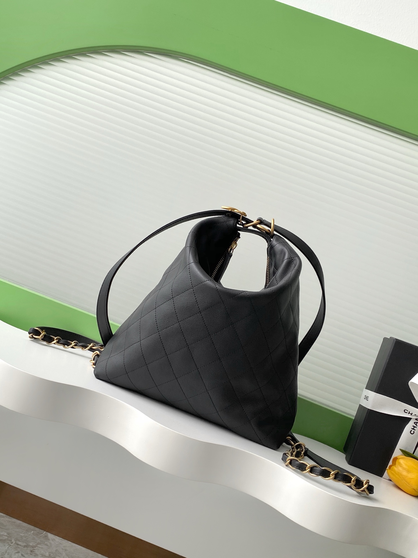 [TOP] CHANEL Hobo Bag 3 Sizes - Black