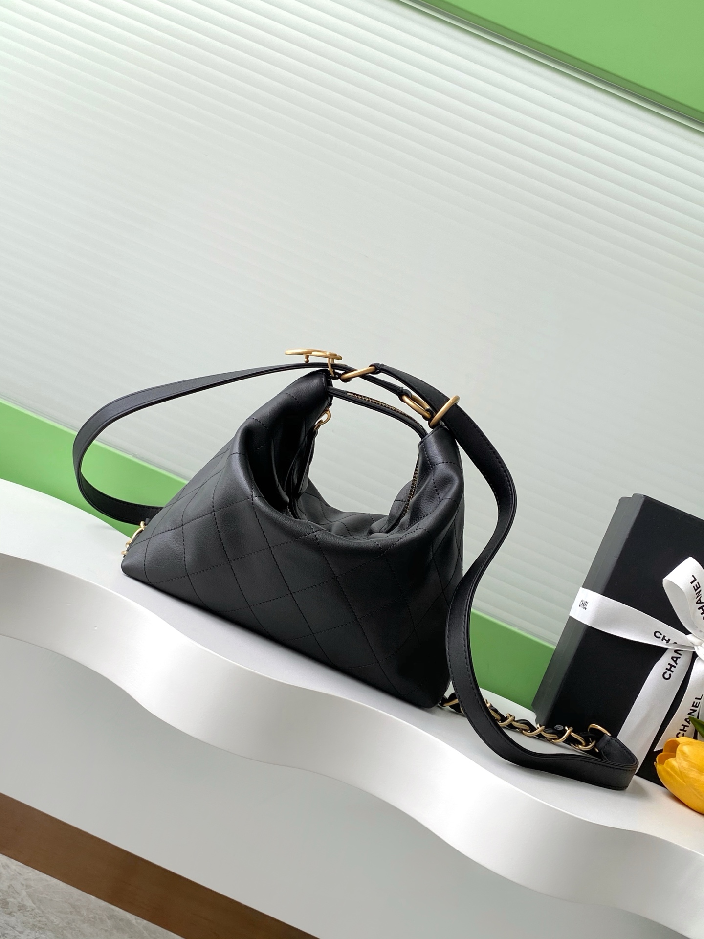 [TOP] CHANEL Hobo Bag 3 Sizes - Black