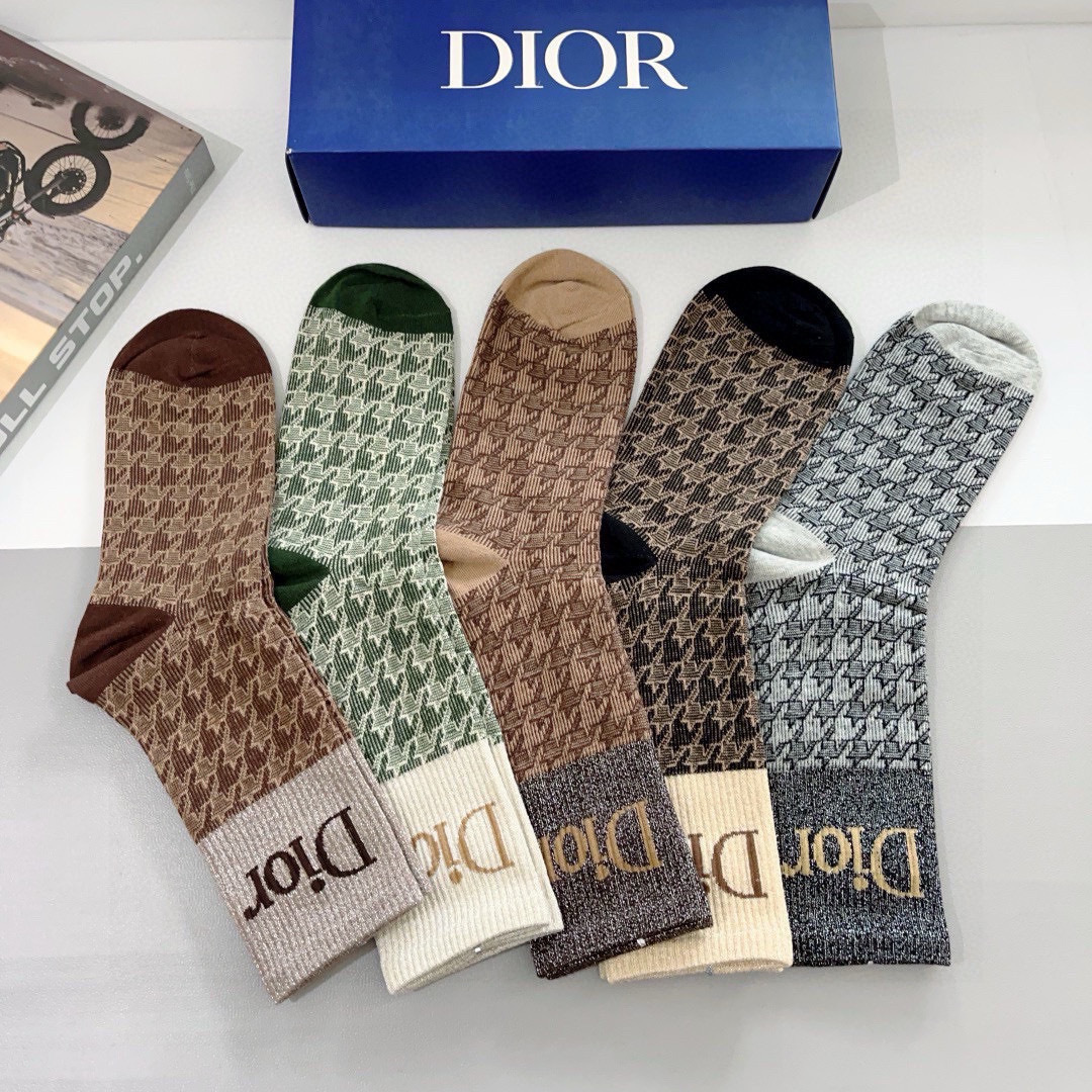 [Top] Christian Dior Socks - 5 Pieces as a Set