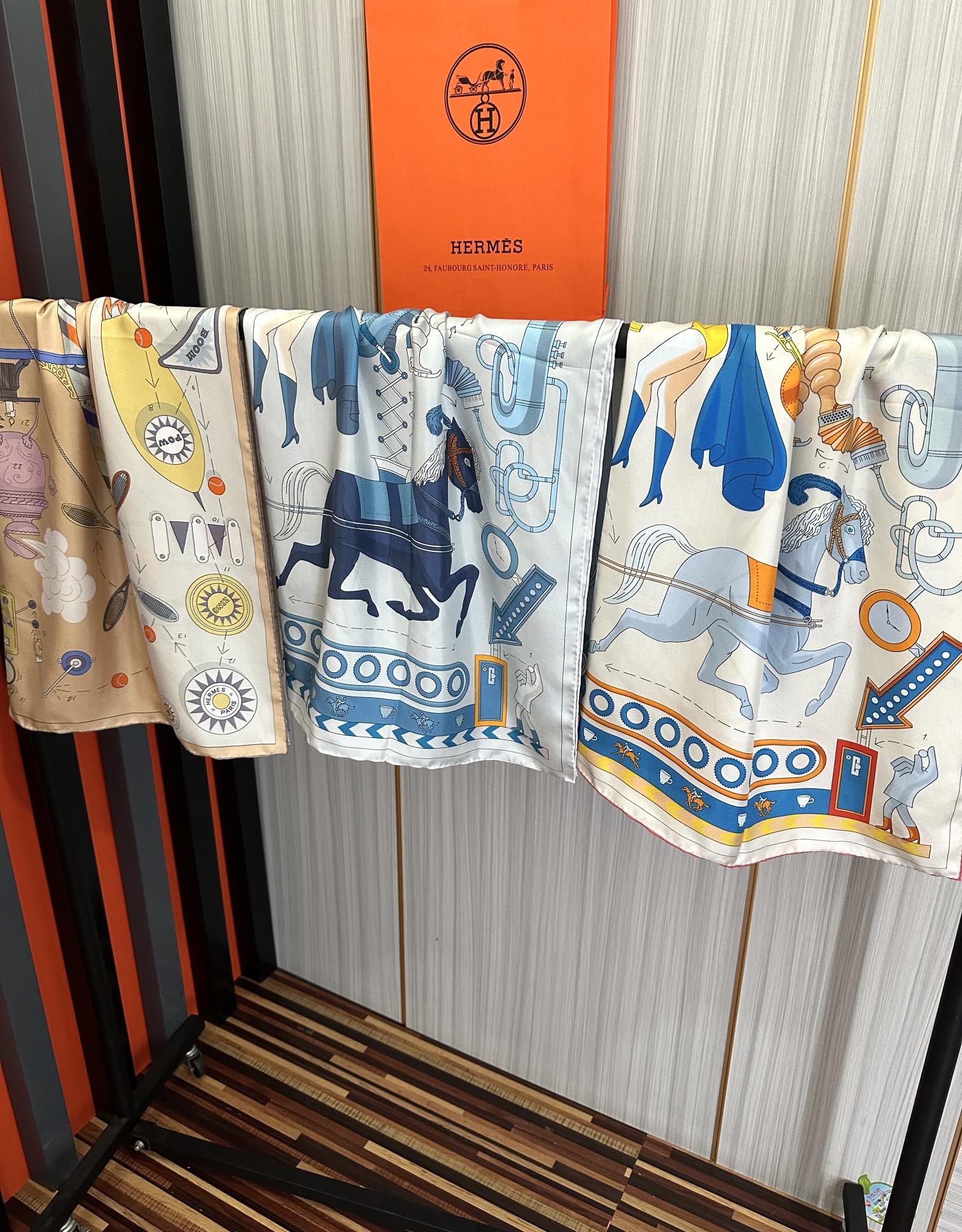[TOP] HERMES Square Silk Scarf 90X90cm - 3 Colors