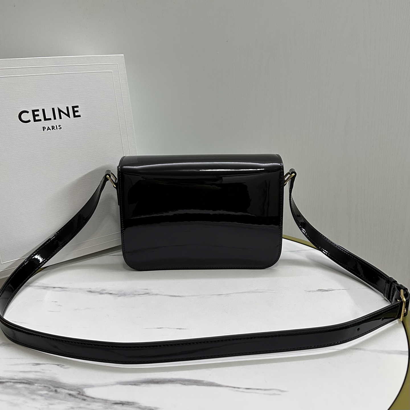 [TOP] CELINE Cowhide Arc De Triomphe Bag Patent Leather Teen/Classique - Black