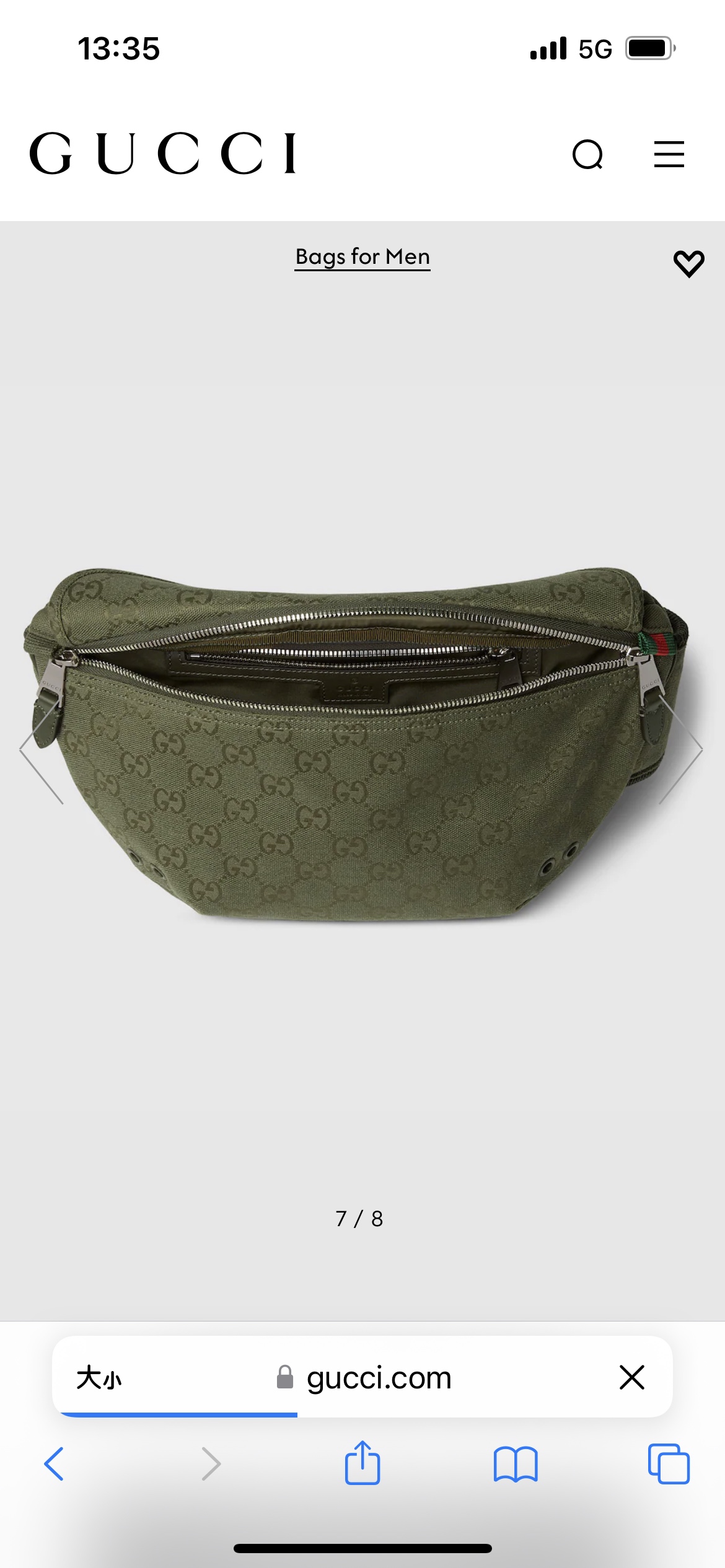 [TOP] GUCCI GG Canvas Waist Bag 32 x 17 x 5 cm - Green