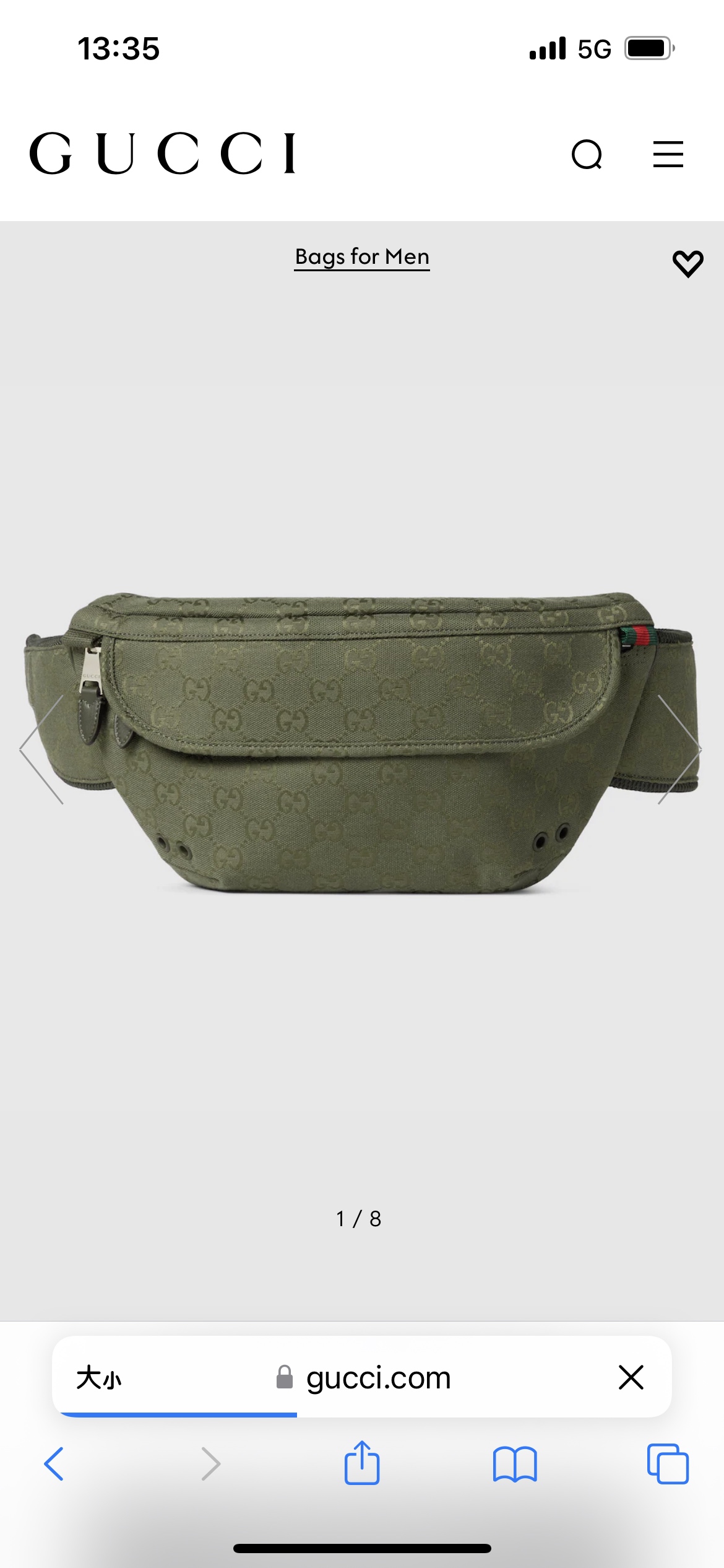 [TOP] GUCCI GG Canvas Waist Bag 32 x 17 x 5 cm - Green