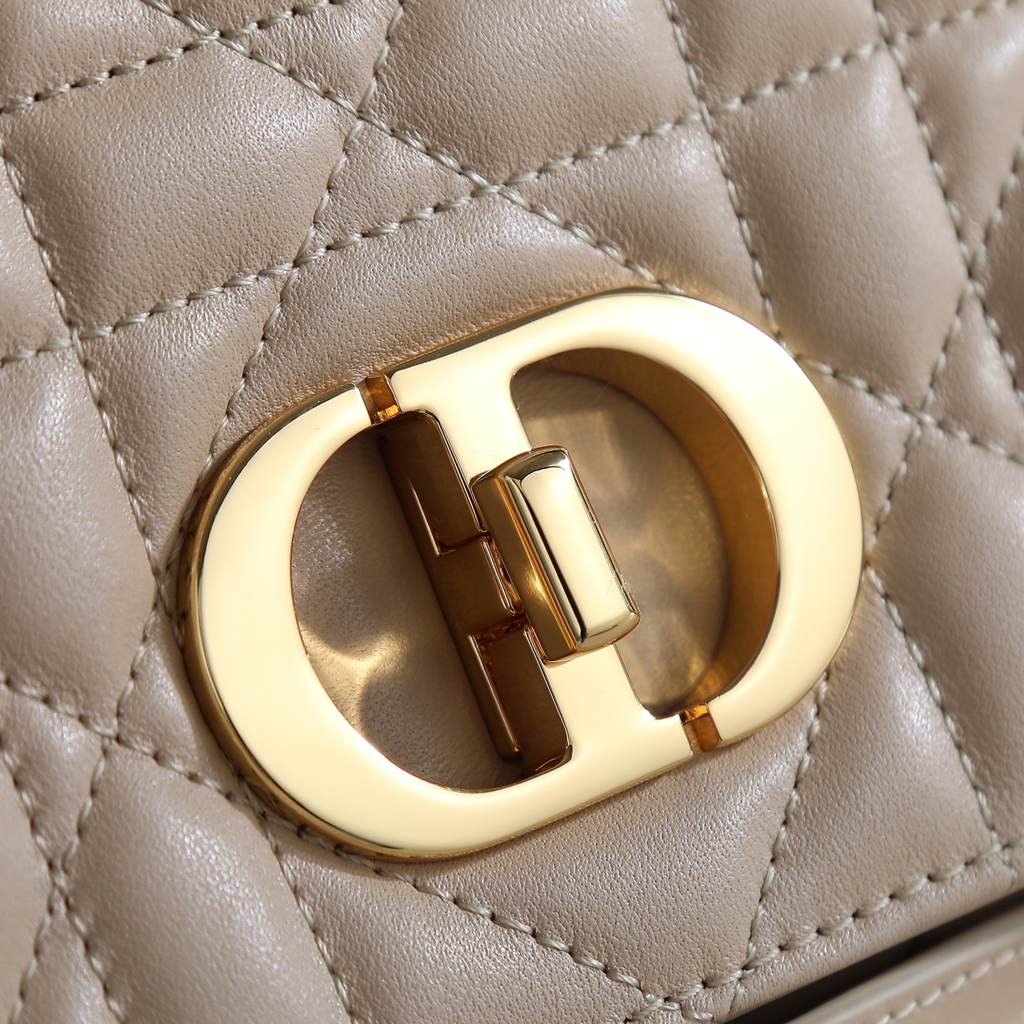 [TOP] Christian Dior CD Soft Caro Bag 20x13x7cm/25x16x9cm - Beige & GHW