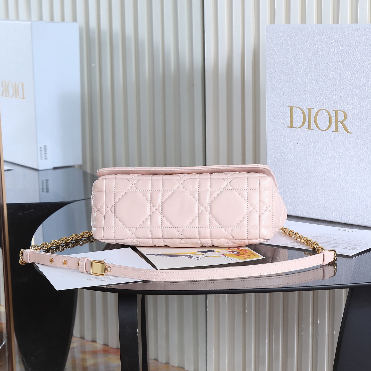 [TOP] Christian Dior CD Soft Caro Bag 20x13x7cm/25x16x9cm - Pink & GHW