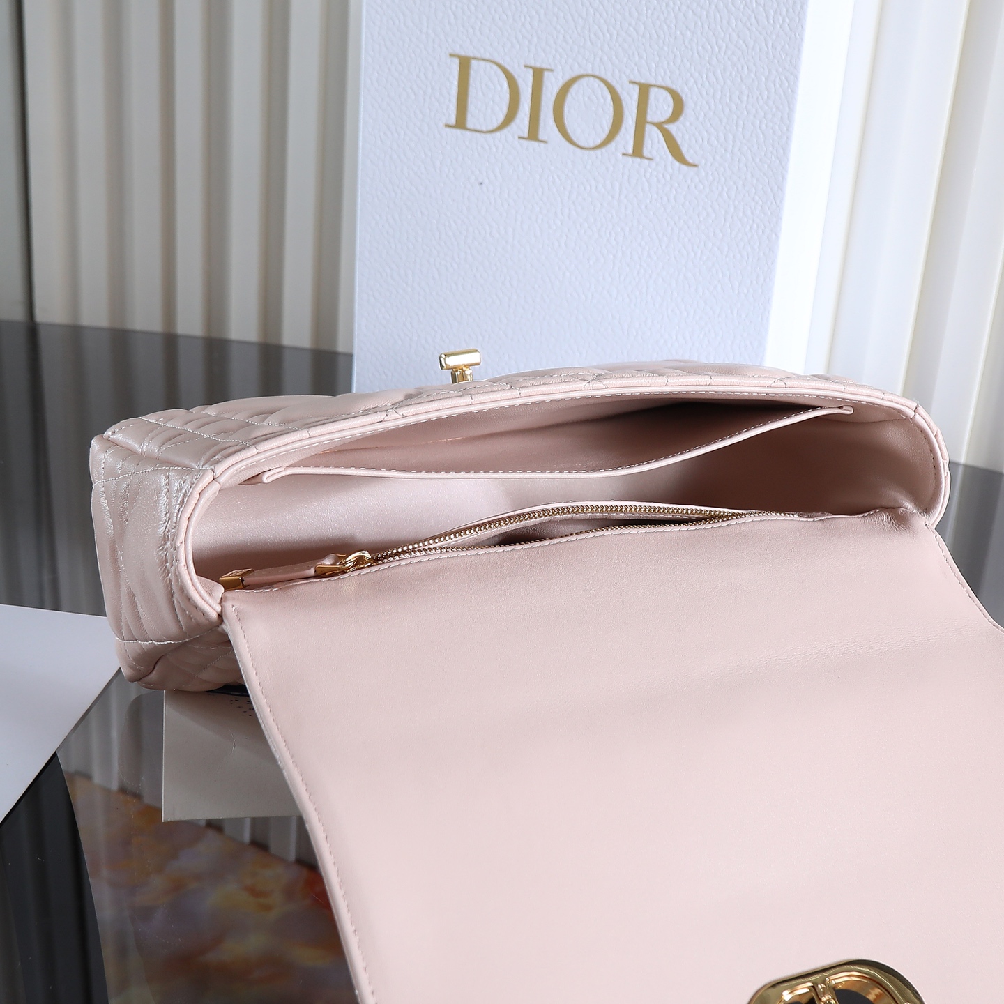 [TOP] Christian Dior CD Soft Caro Bag 20x13x7cm/25x16x9cm - Pink & GHW
