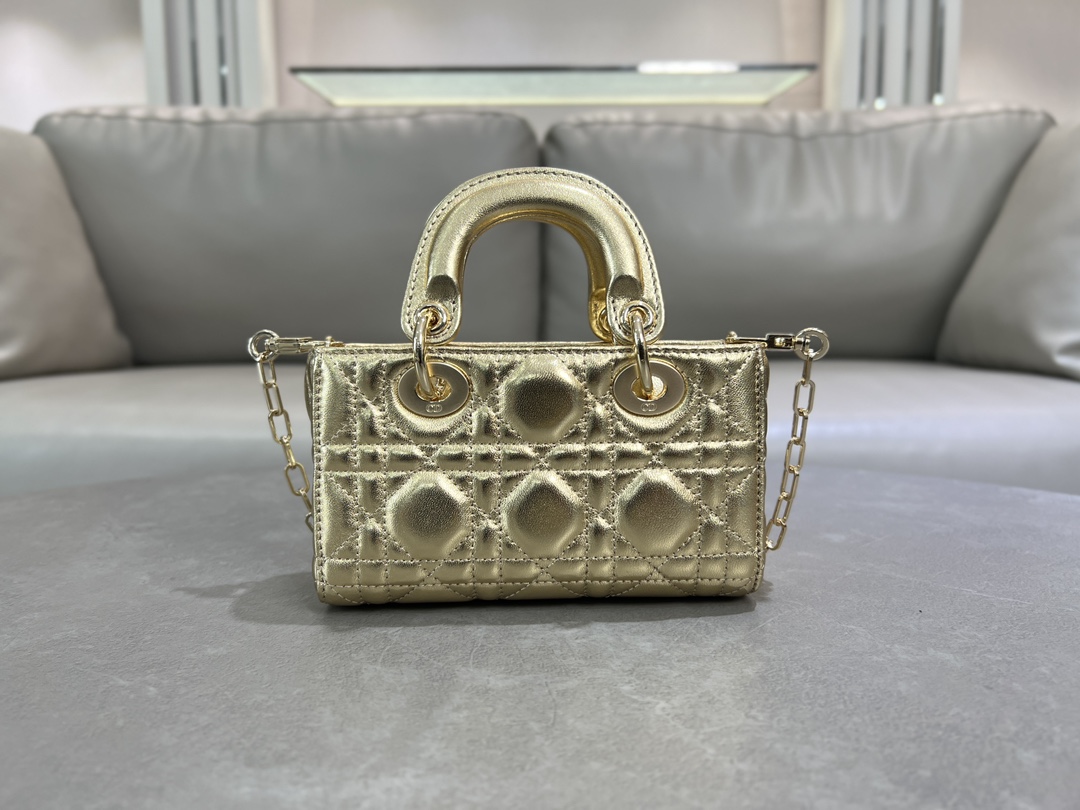 [TOP] Christian Dior Lady D-Joy Bag lambskin 16cm/22.5cm/26cm - Gold