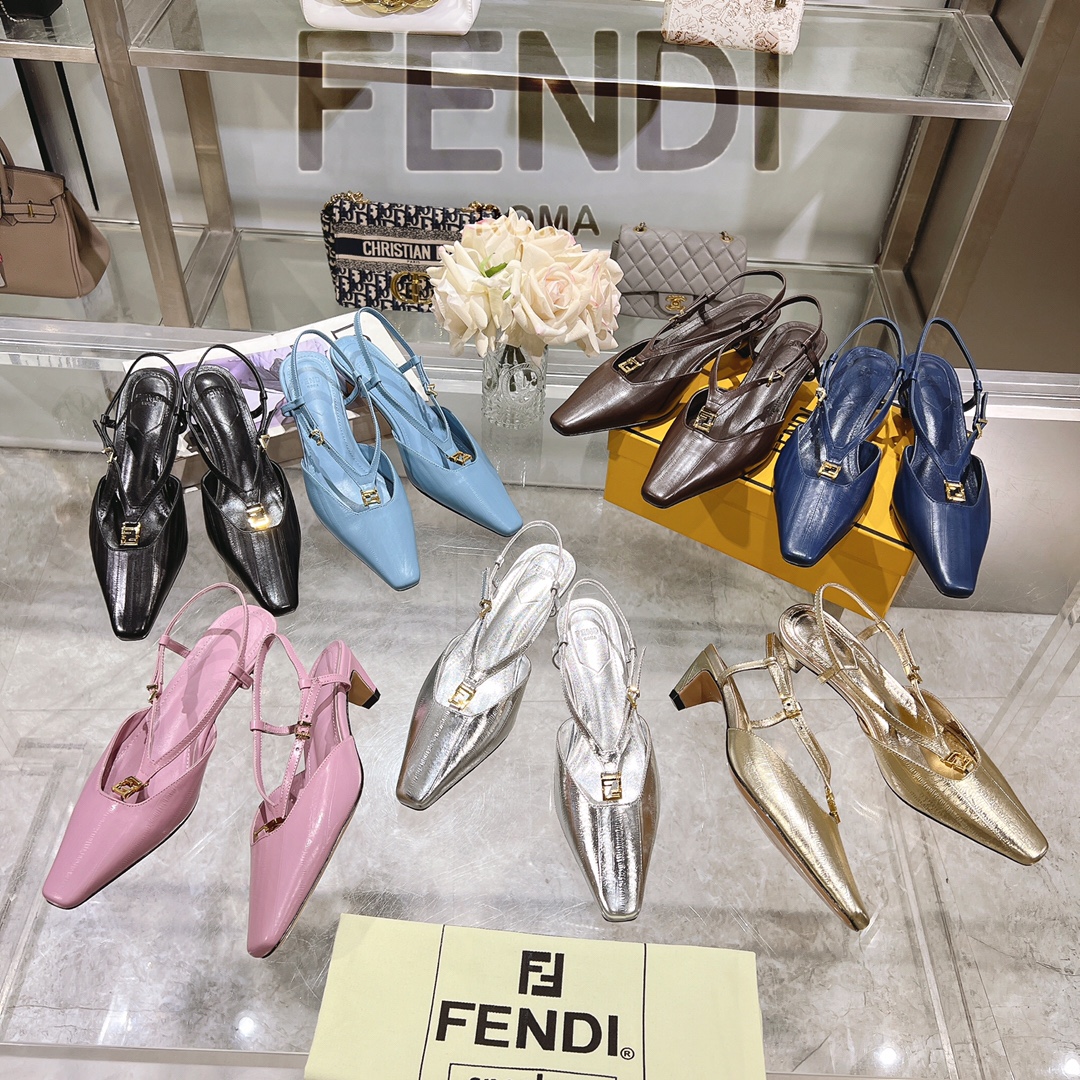 [TOP] FENDI FFold Mid Heel Mules - 6 Colors