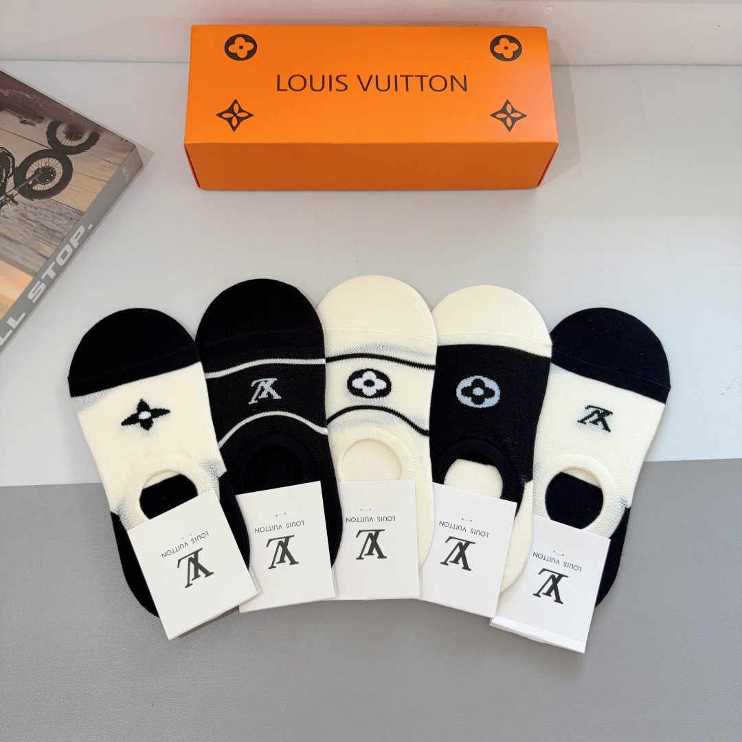 [TOP] Louis Vuitton LV Socks - 5 Pieces as a Set