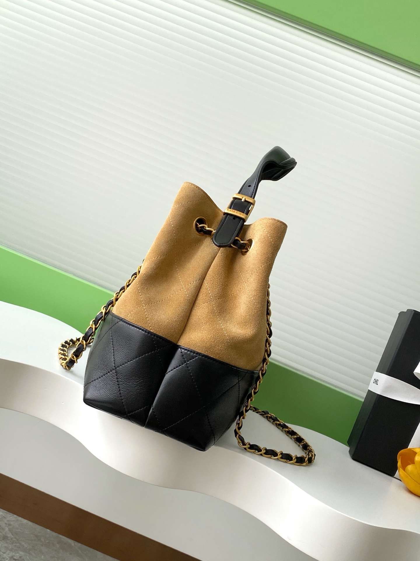 [TOP] CHANEL Suede Bag 36-24-12 cm - Brown and Black