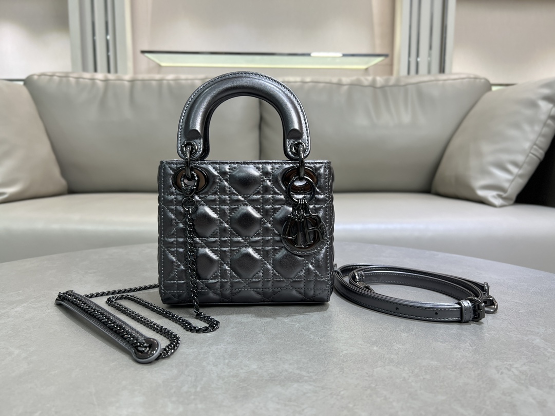 [TOP] Christian Dior Lady Christian Dior Bag 17cm/20cm - Gun Color