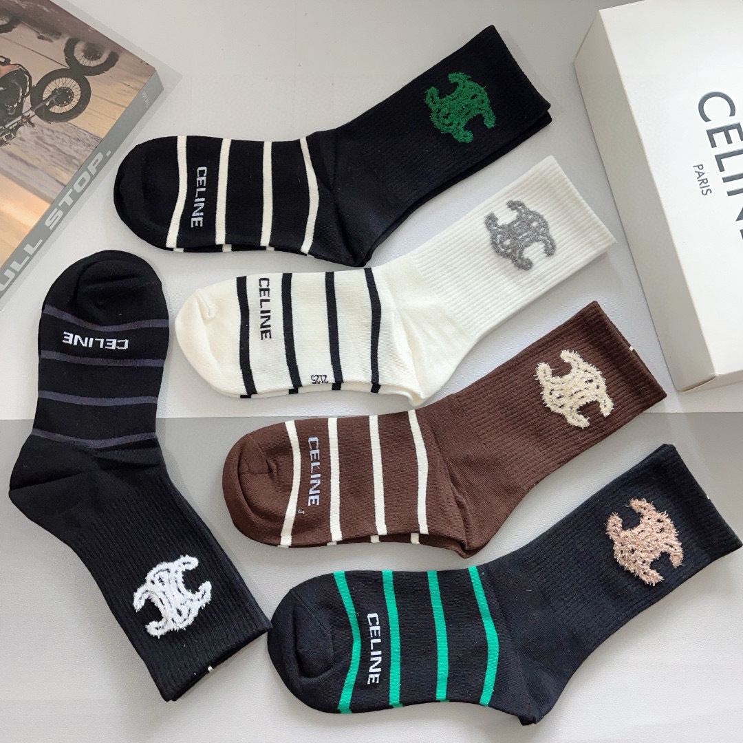 [TOP] CELINE Socks - 5 Pieces as a Set