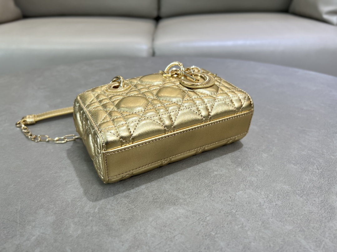 [TOP] Christian Dior Lady D-Joy Bag lambskin 16cm/22.5cm/26cm - Gold