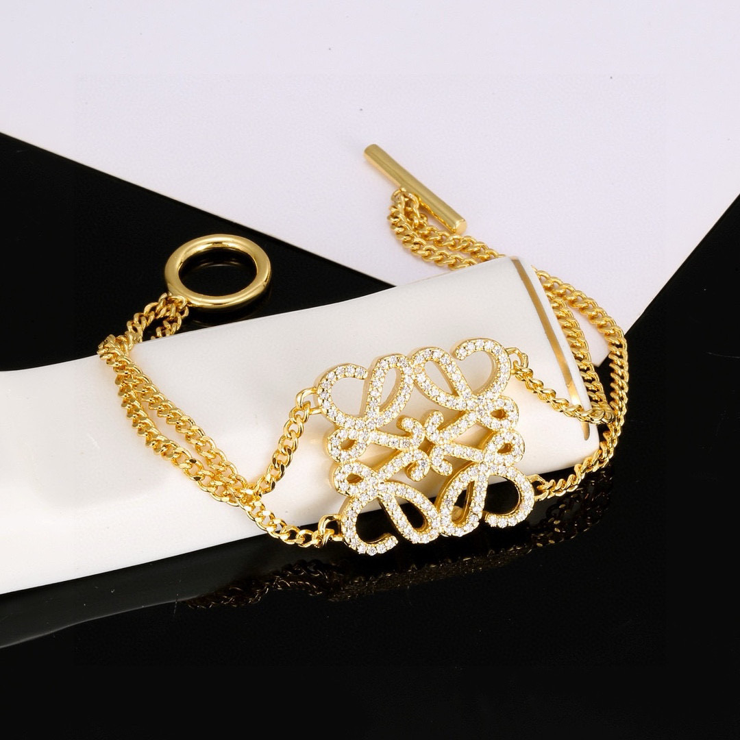 [TOP] LOEWE Logo Bracelets - Gold