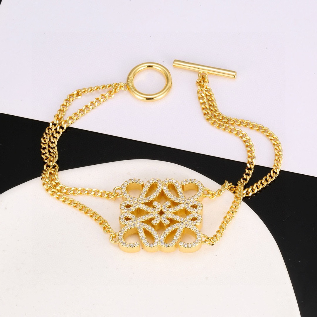 [TOP] LOEWE Logo Bracelets - Gold