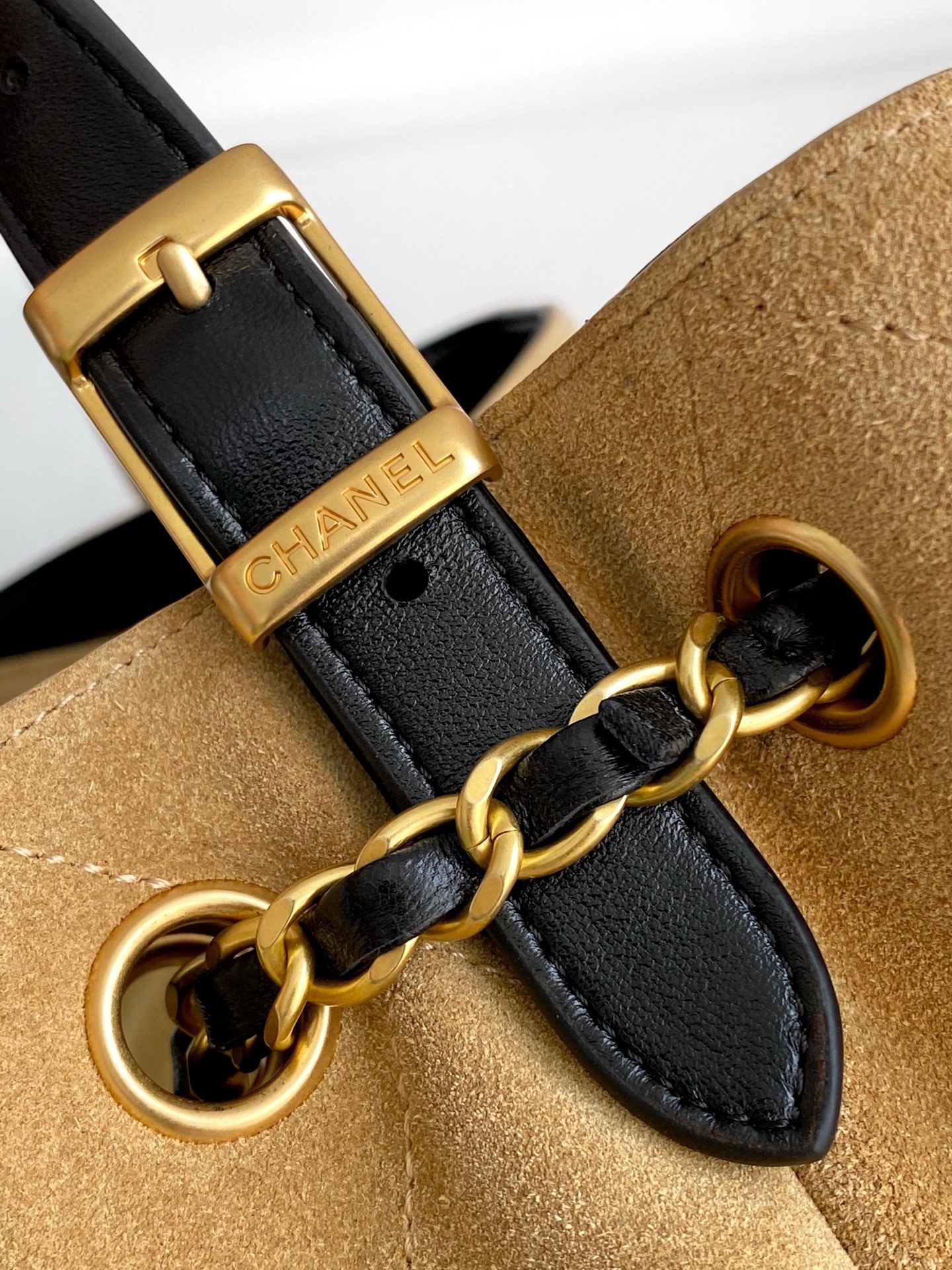 [TOP] CHANEL Suede Bag 36-24-12 cm - Brown and Black