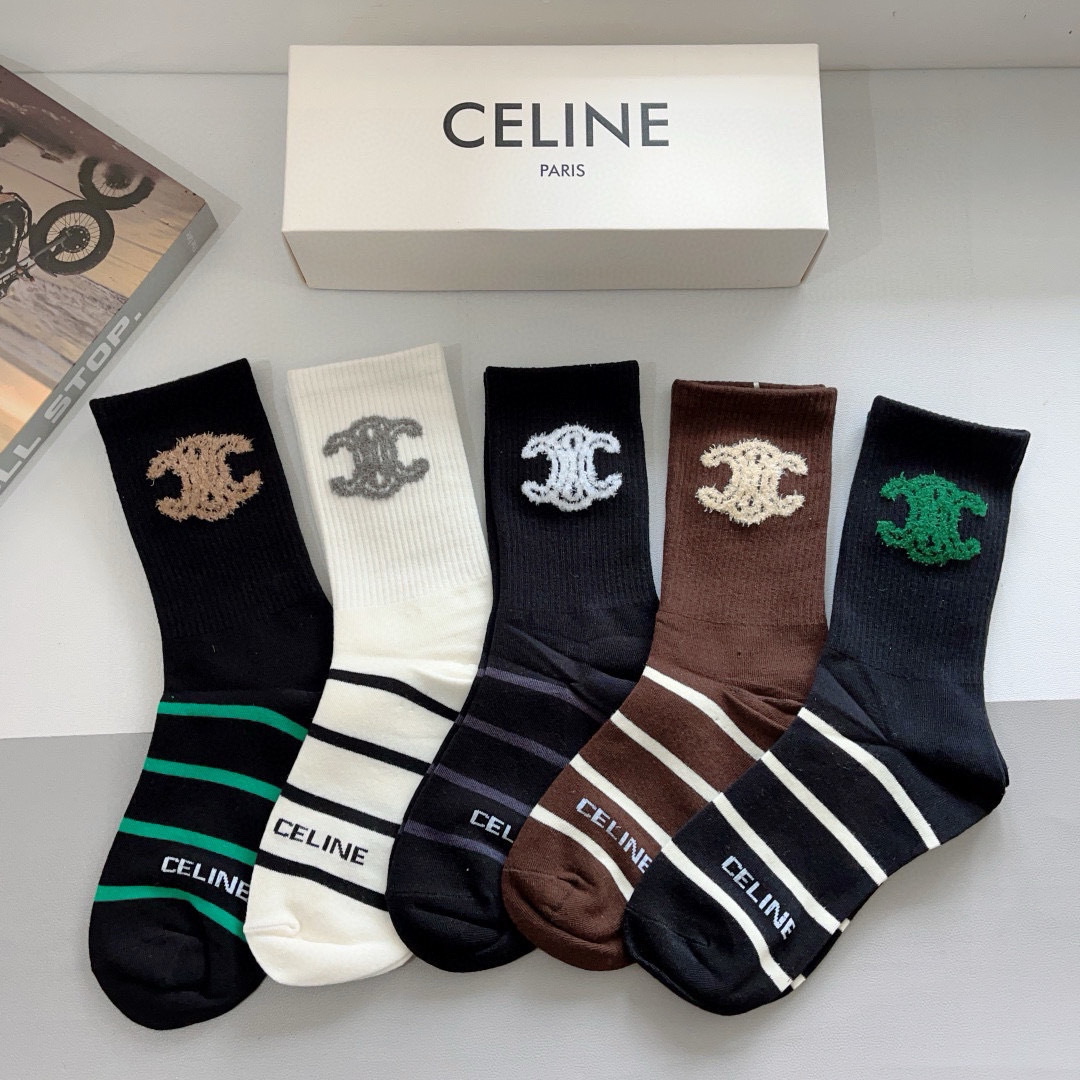 [TOP] CELINE Socks - 5 Pieces as a Set