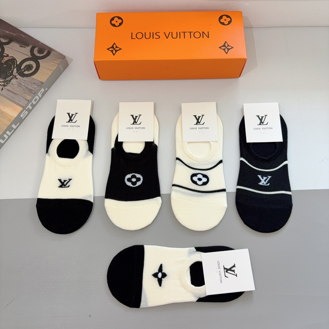 [TOP] Louis Vuitton LV Socks - 5 Pieces as a Set