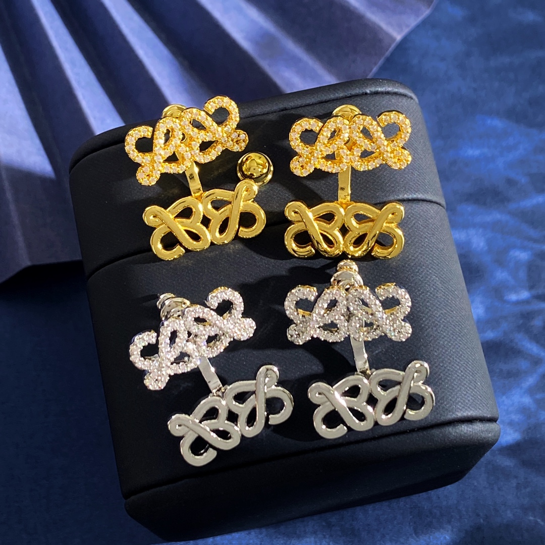 [TOP] LOEWE LOGO Earrings - Gold/Silver