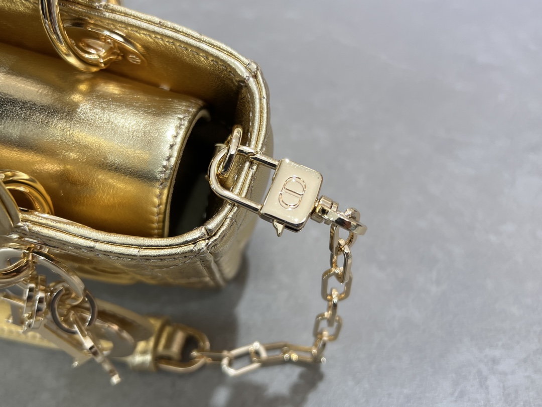 [TOP] Christian Dior Lady D-Joy Bag lambskin 16cm/22.5cm/26cm - Gold