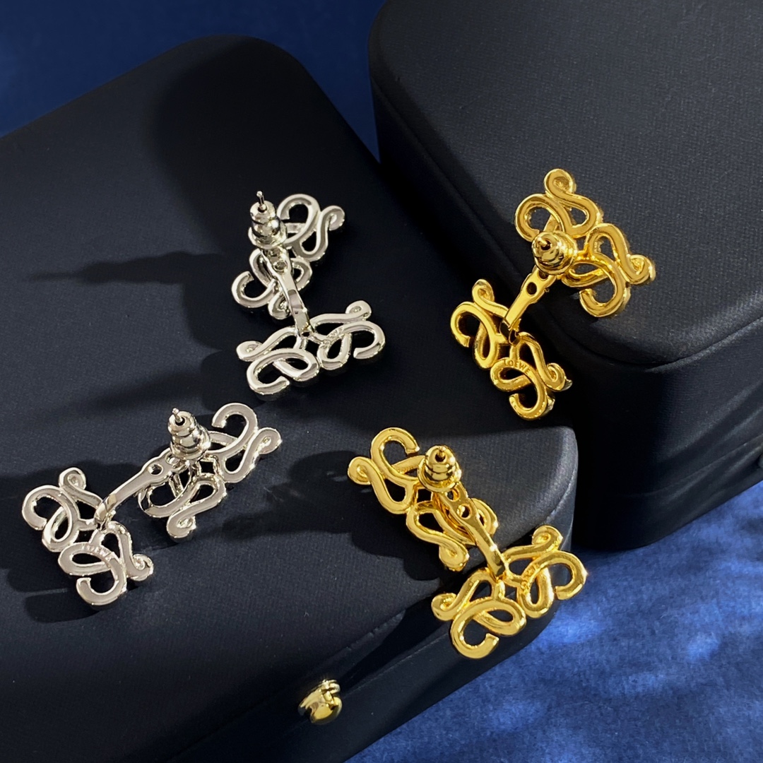 [TOP] LOEWE LOGO Earrings - Gold/Silver