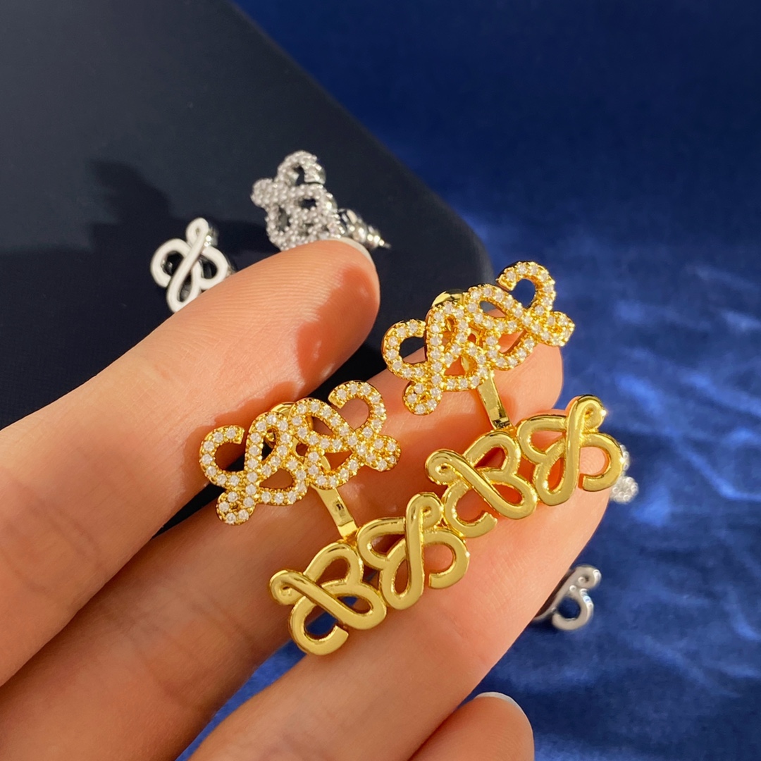 [TOP] LOEWE LOGO Earrings - Gold/Silver