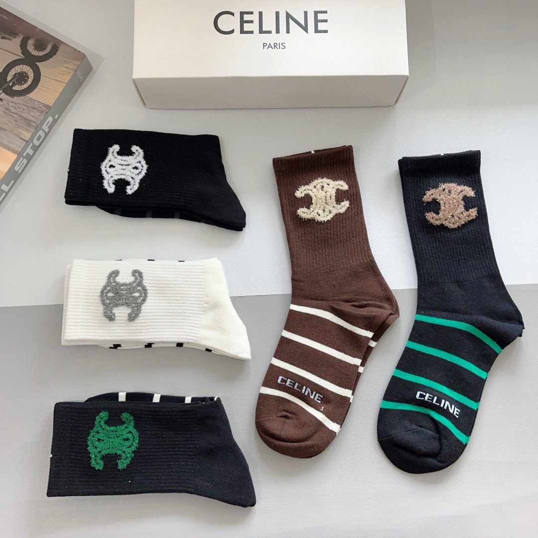 [TOP] CELINE Socks - 5 Pieces as a Set