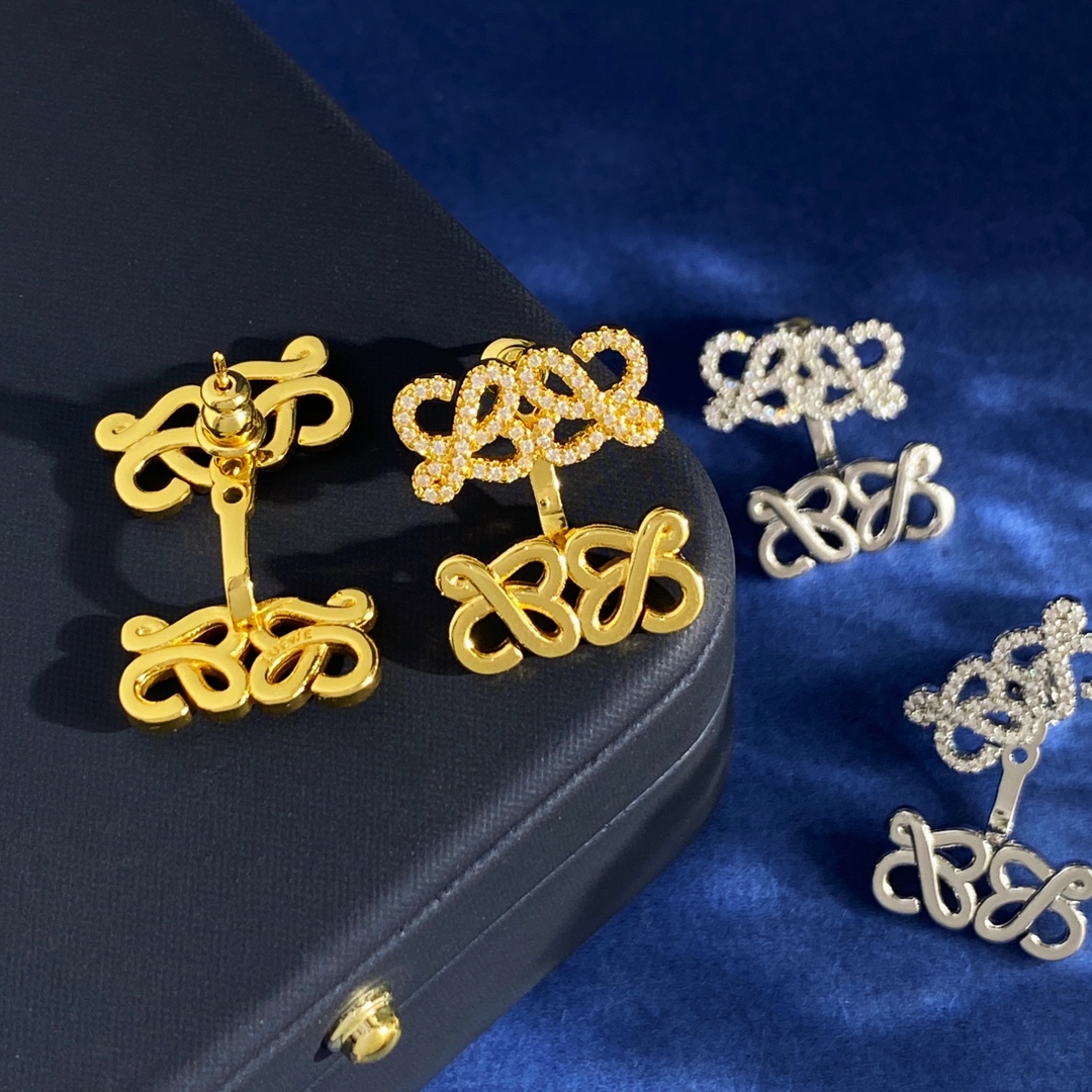 [TOP] LOEWE LOGO Earrings - Gold/Silver