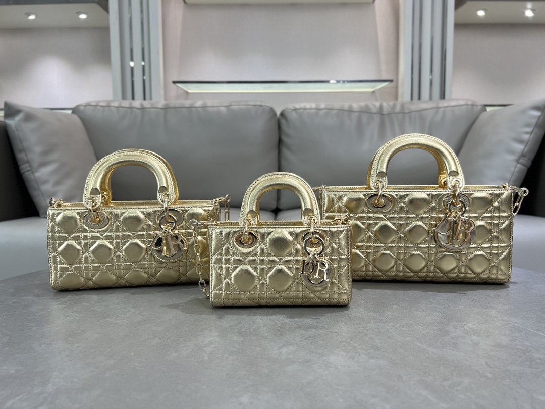 [TOP] Christian Dior Lady D-Joy Bag lambskin 16cm/22.5cm/26cm - Gold