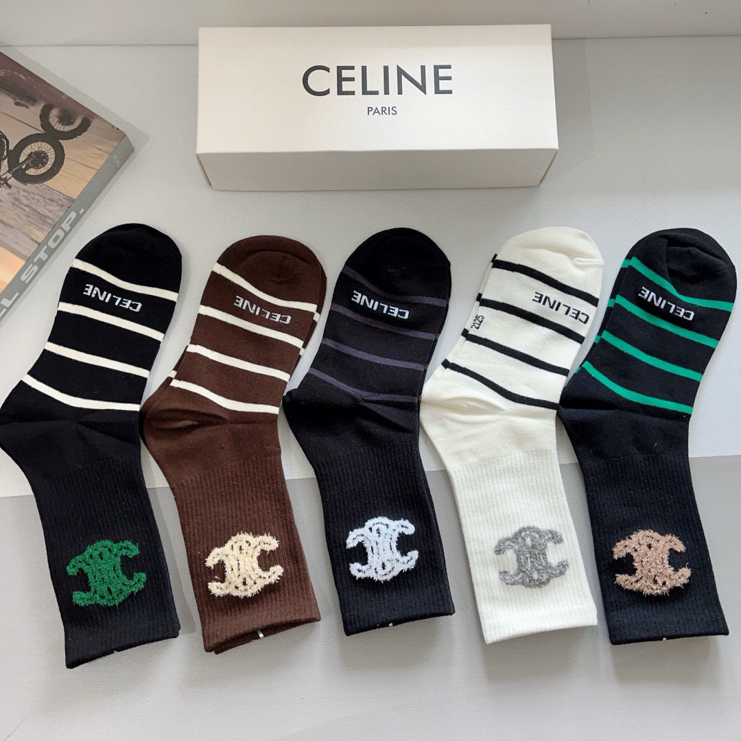 [TOP] CELINE Socks - 5 Pieces as a Set