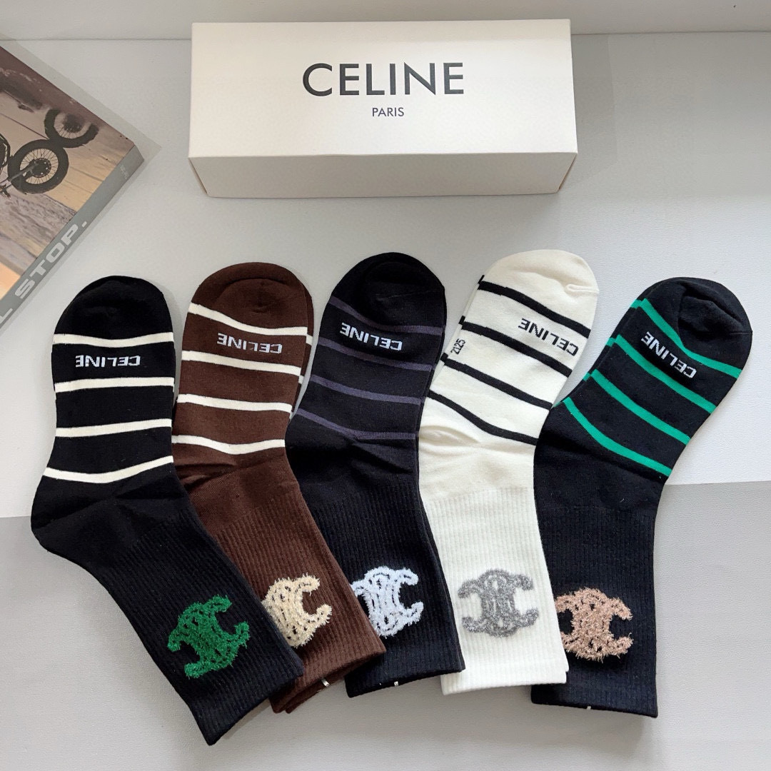 [TOP] CELINE Socks - 5 Pieces as a Set
