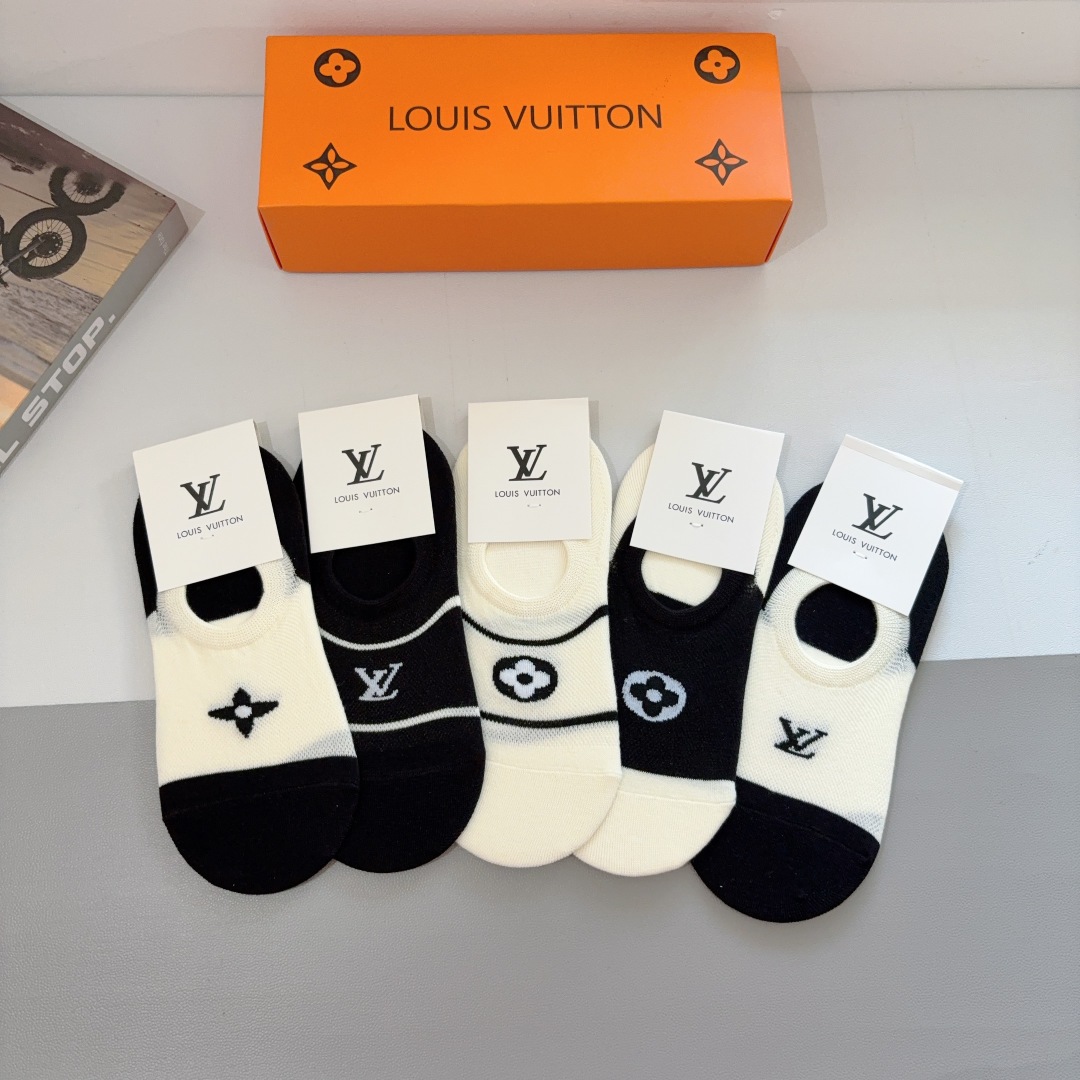 [TOP] Louis Vuitton LV Socks - 5 Pieces as a Set