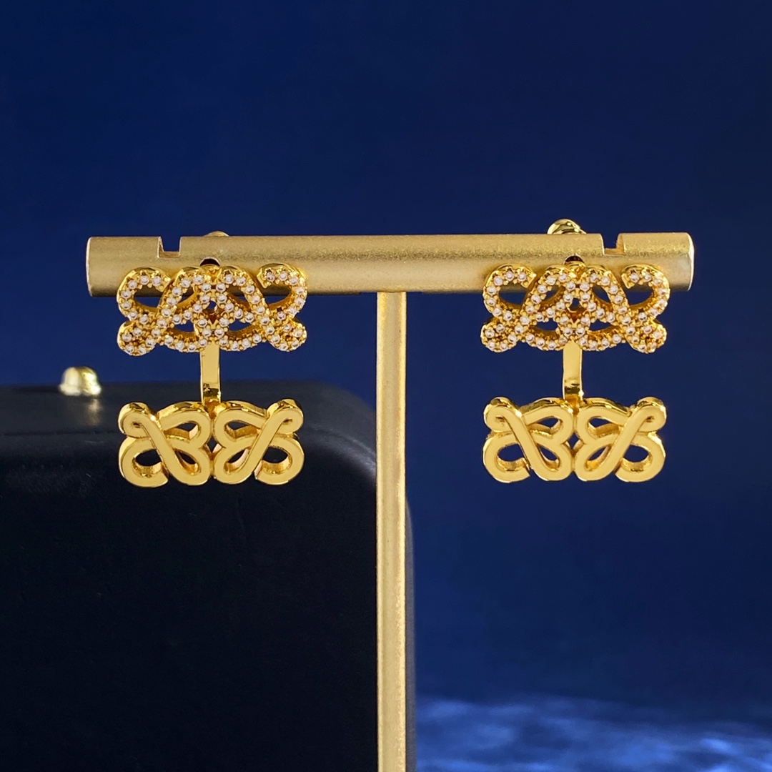 [TOP] LOEWE LOGO Earrings - Gold/Silver